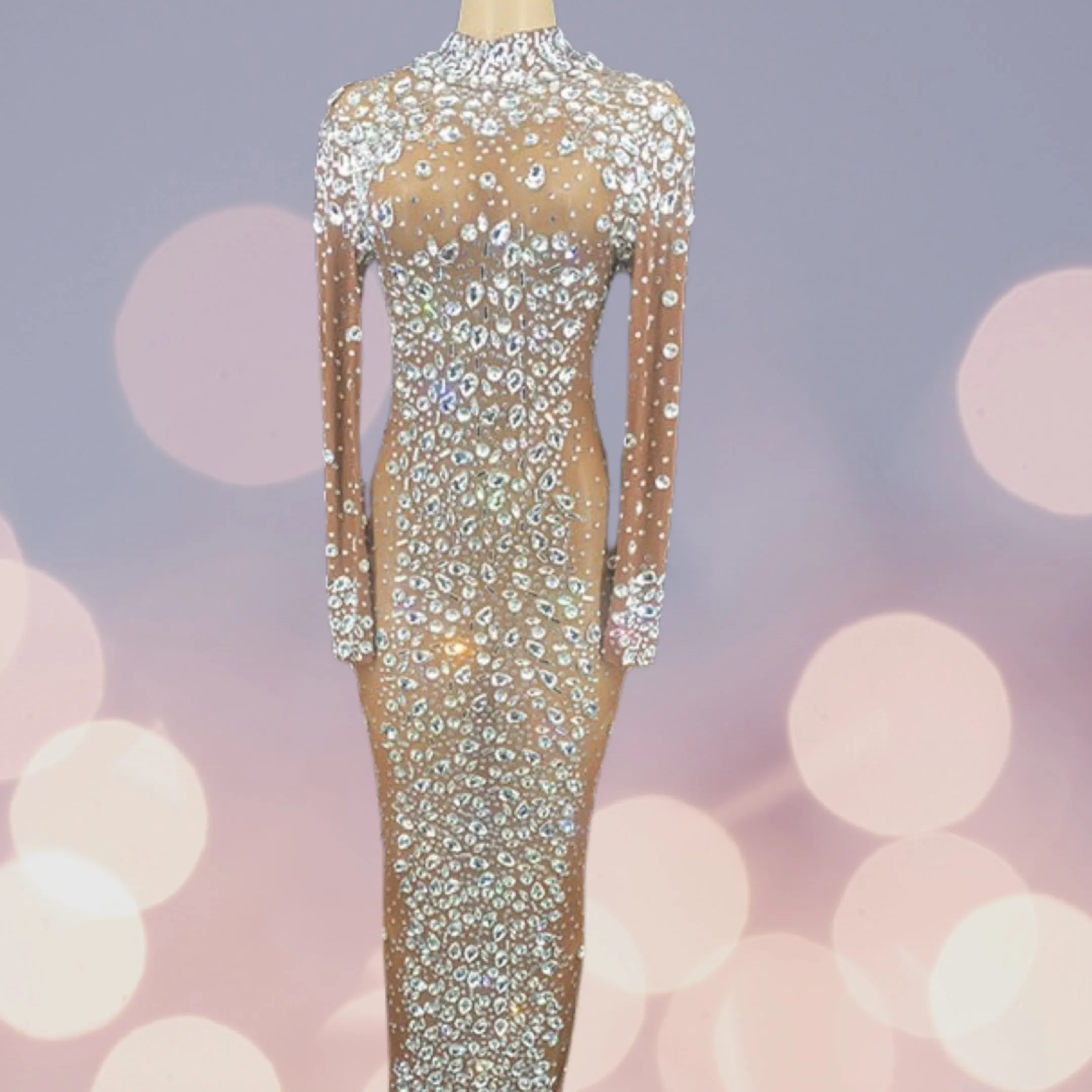 Crystals Mesh Long Dresses