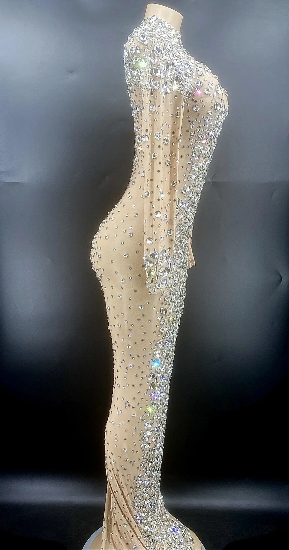Crystals Mesh Long Dresses
