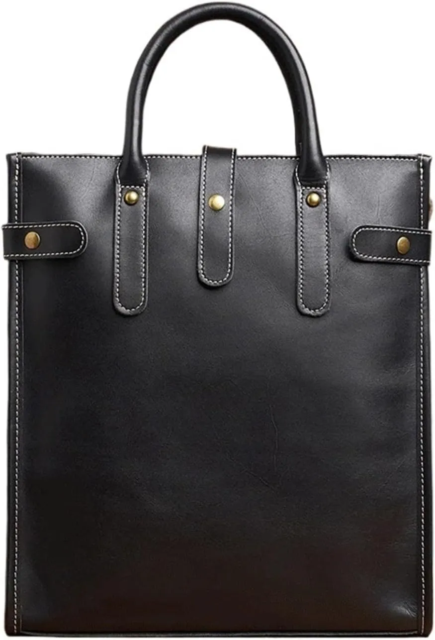 CSCDD Leather Vintage Men's Handbag Shoulder Bags Leather Briefcase Business Computer Office Bag for 13 Inch Laptop