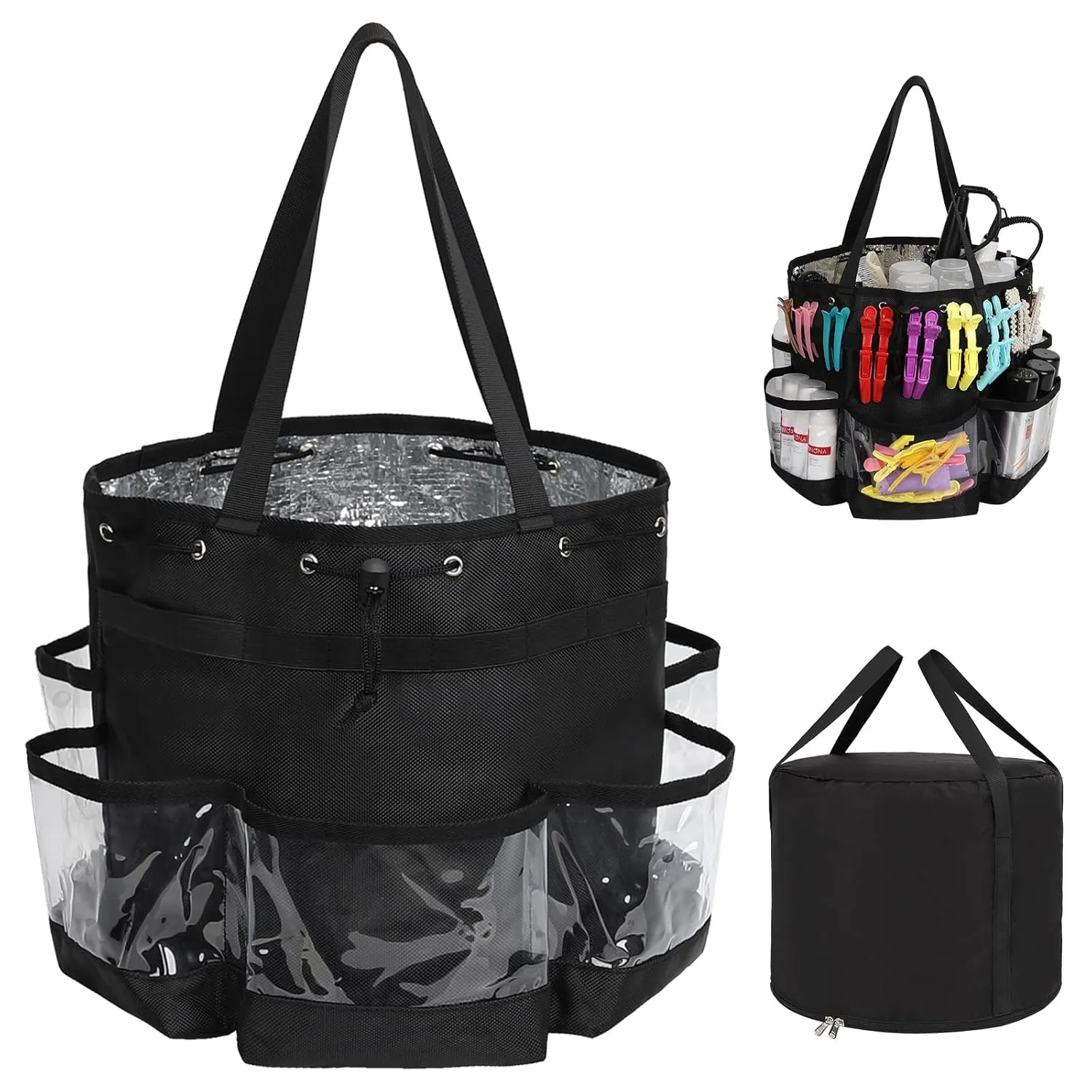 CUBETASTIC 2-Piece Hairstylist Travel Bag Set: Large Capacity, Heat Resistant, Professional Makeup & Waterproof Shower Bag