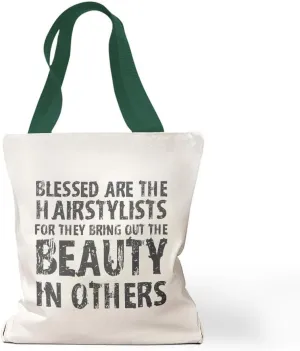 Custom Canvas Tote Shopping Bag Blessed Are The Hairstylists Inspiration & Motivation Hairstylists