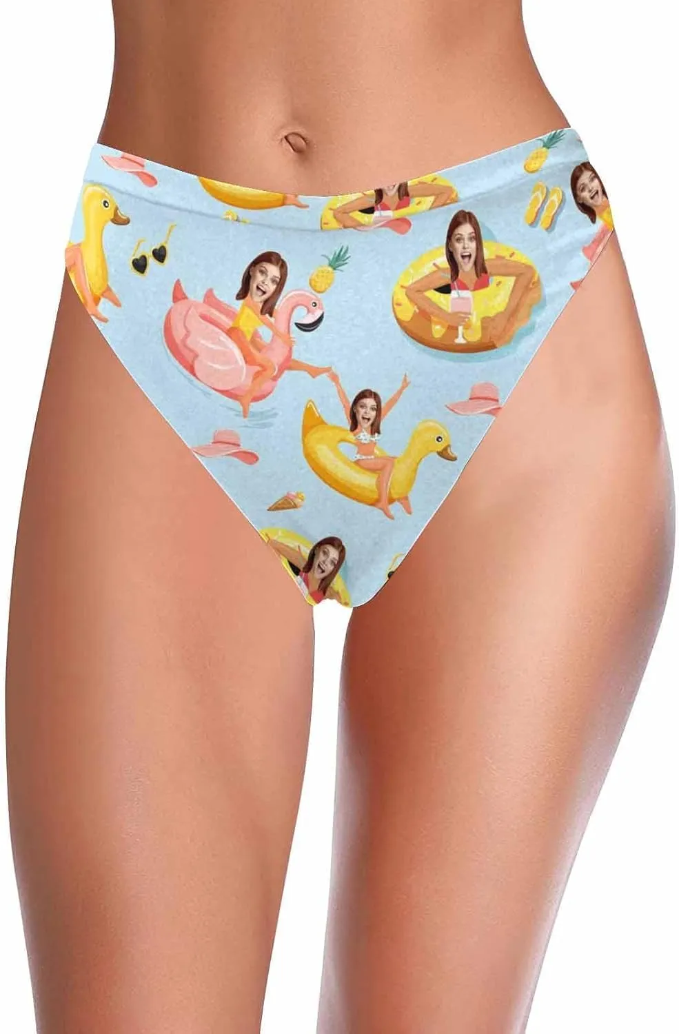 Custom Face Swimsuit Personalized Funny Bikini Set for Women Matching Swim Top Bottom & Beach Cover Up for Swimwear