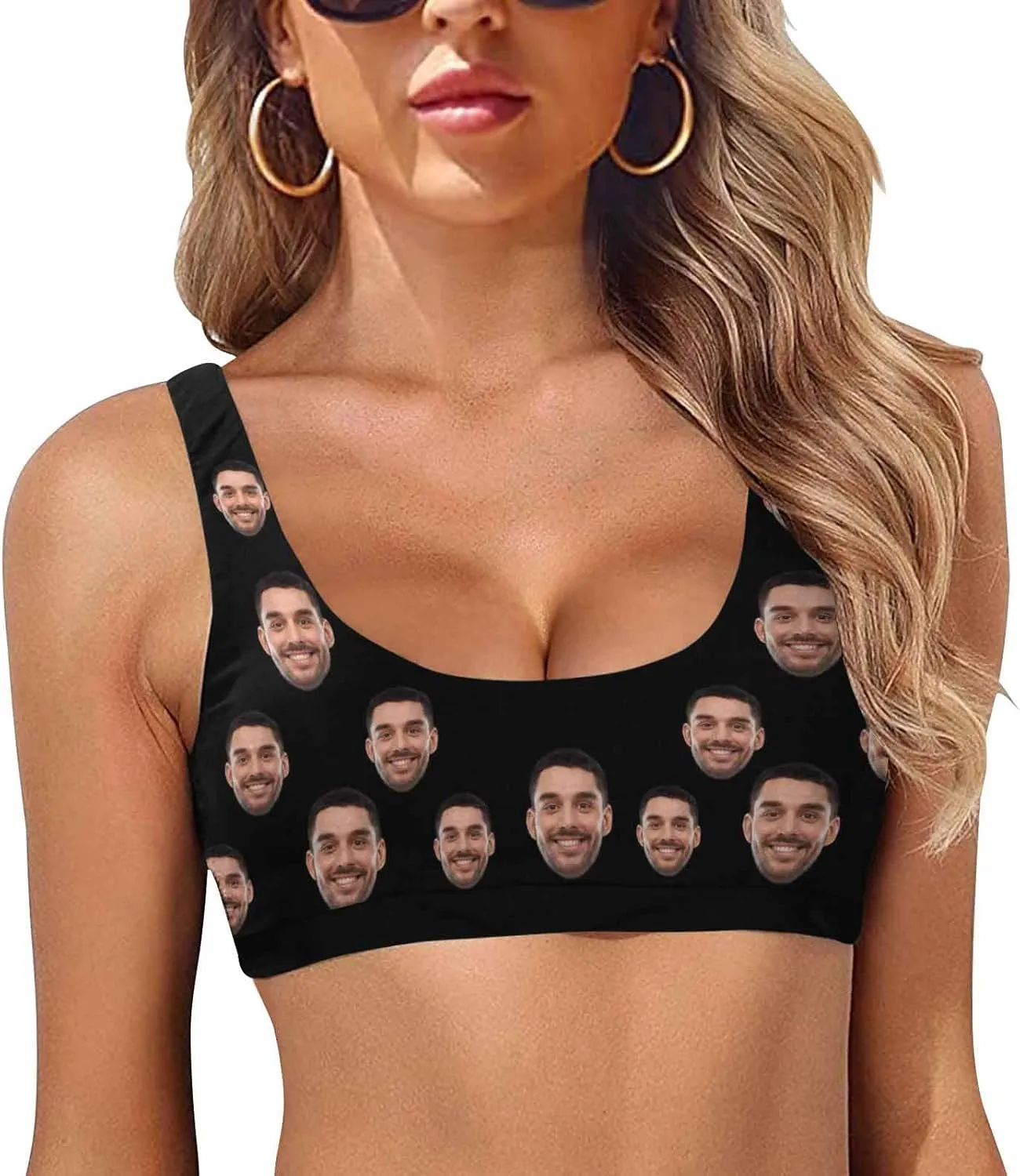 Custom Face Swimsuit Personalized Funny Bikini Set for Women Matching Swim Top Bottom & Beach Cover Up for Swimwear