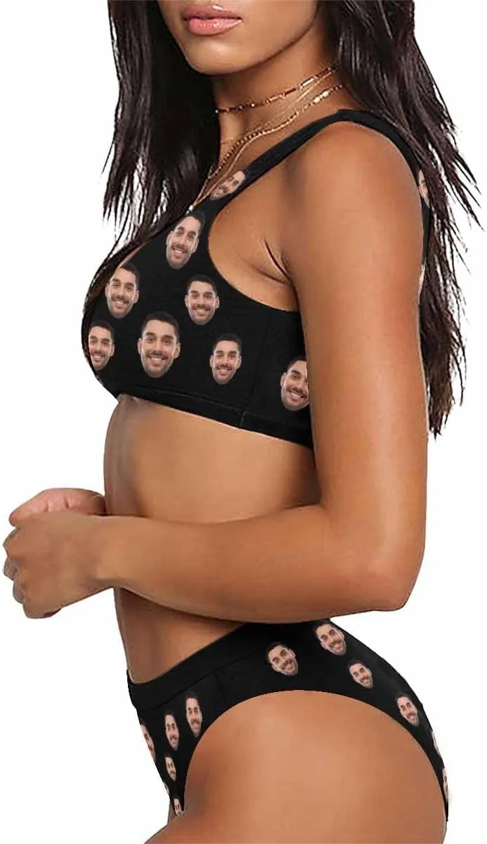 Custom Face Swimsuit Personalized Funny Bikini Set for Women Matching Swim Top Bottom & Beach Cover Up for Swimwear