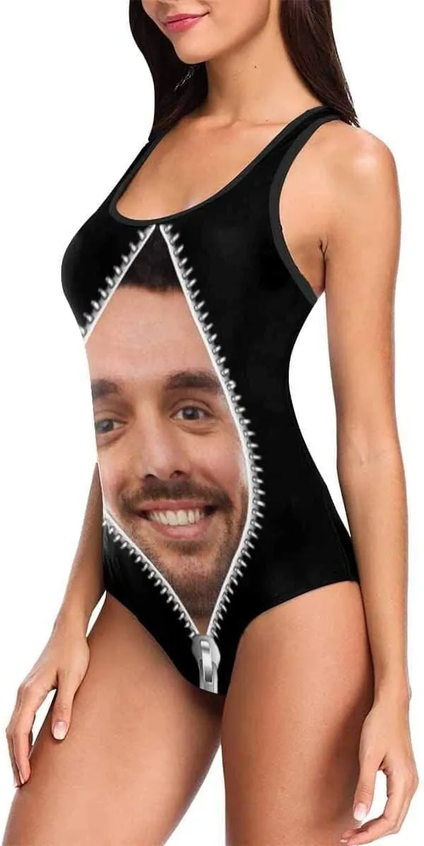 Custom Face Swimsuits for Women, Personalized Photo Tank Top Swimsuits, Customized One Piece Swimwear for Summer Holiday