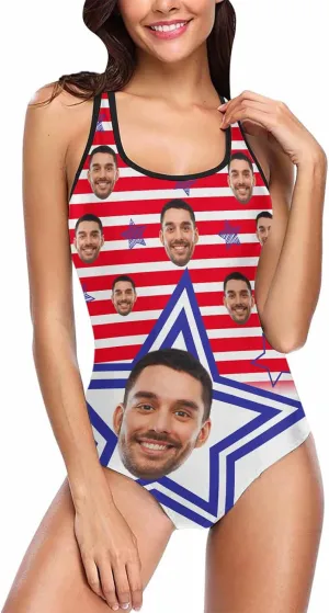 Custom Face Swimsuits for Women, Personalized Photo Tank Top Swimsuits, Customized One Piece Swimwear for Summer Holiday