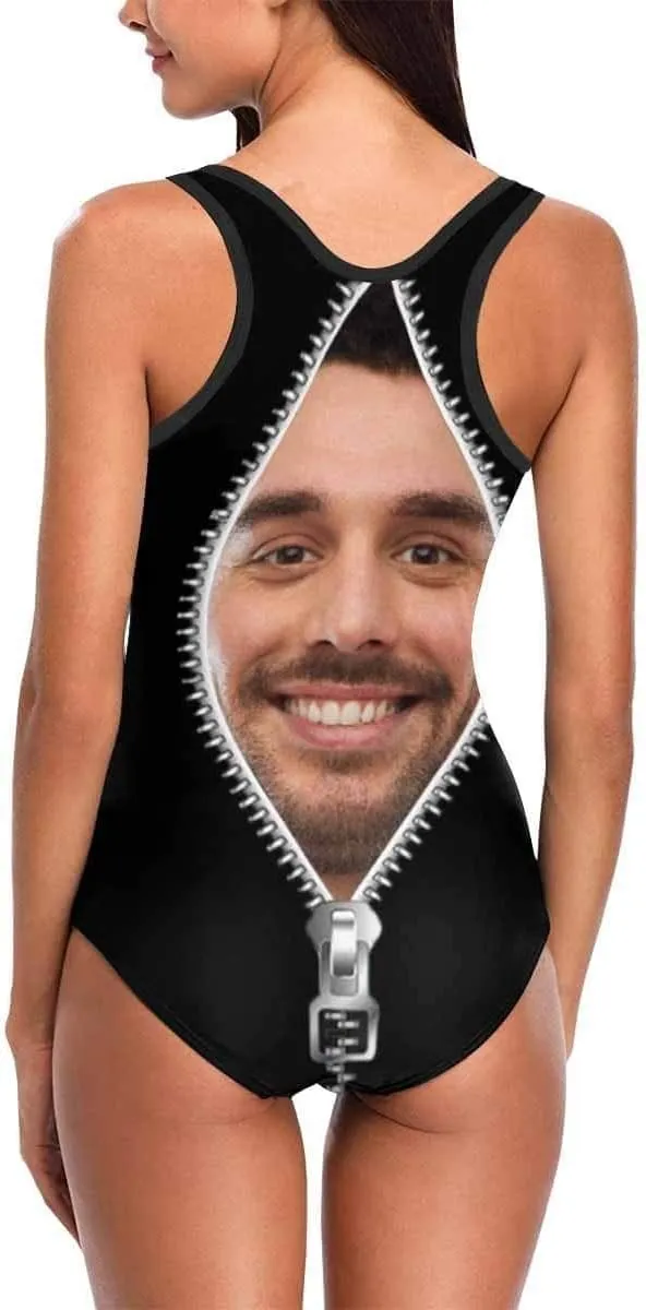 Custom Face Swimsuits for Women, Personalized Photo Tank Top Swimsuits, Customized One Piece Swimwear for Summer Holiday