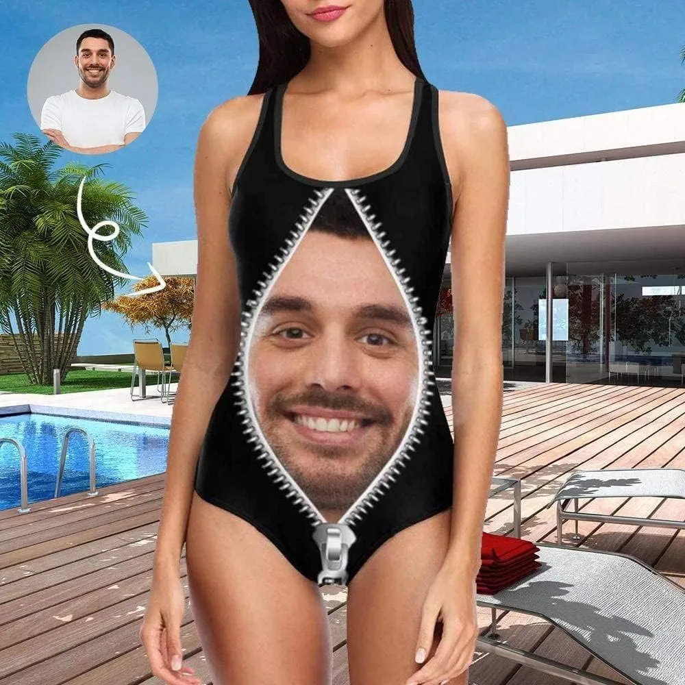 Custom Face Swimsuits for Women, Personalized Photo Tank Top Swimsuits, Customized One Piece Swimwear for Summer Holiday