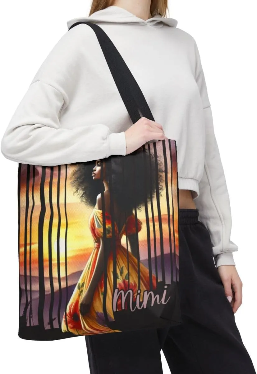 Customizable Tote Bags for Women-Aesthetic African American Style, Personalized & Custom Name or Text Tote