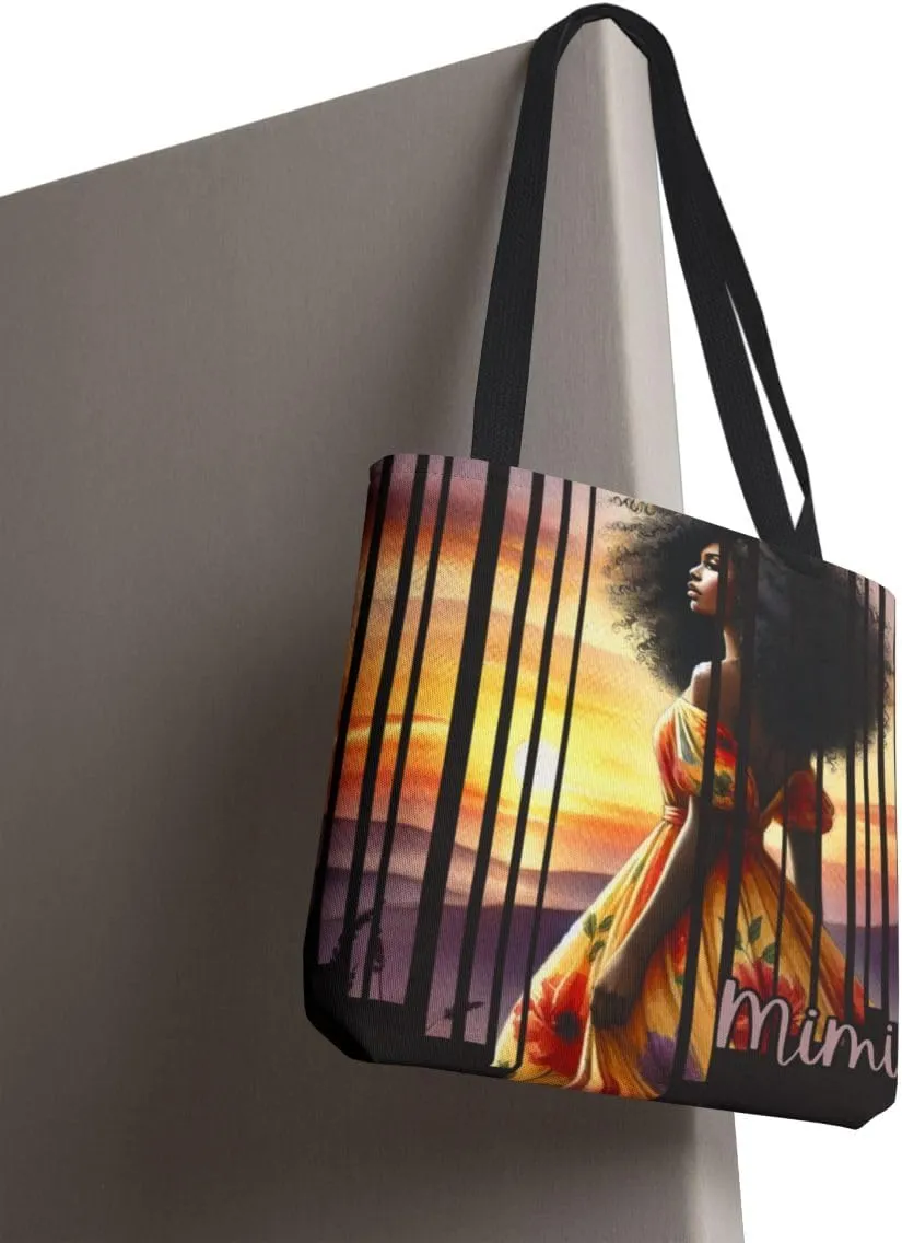 Customizable Tote Bags for Women-Aesthetic African American Style, Personalized & Custom Name or Text Tote