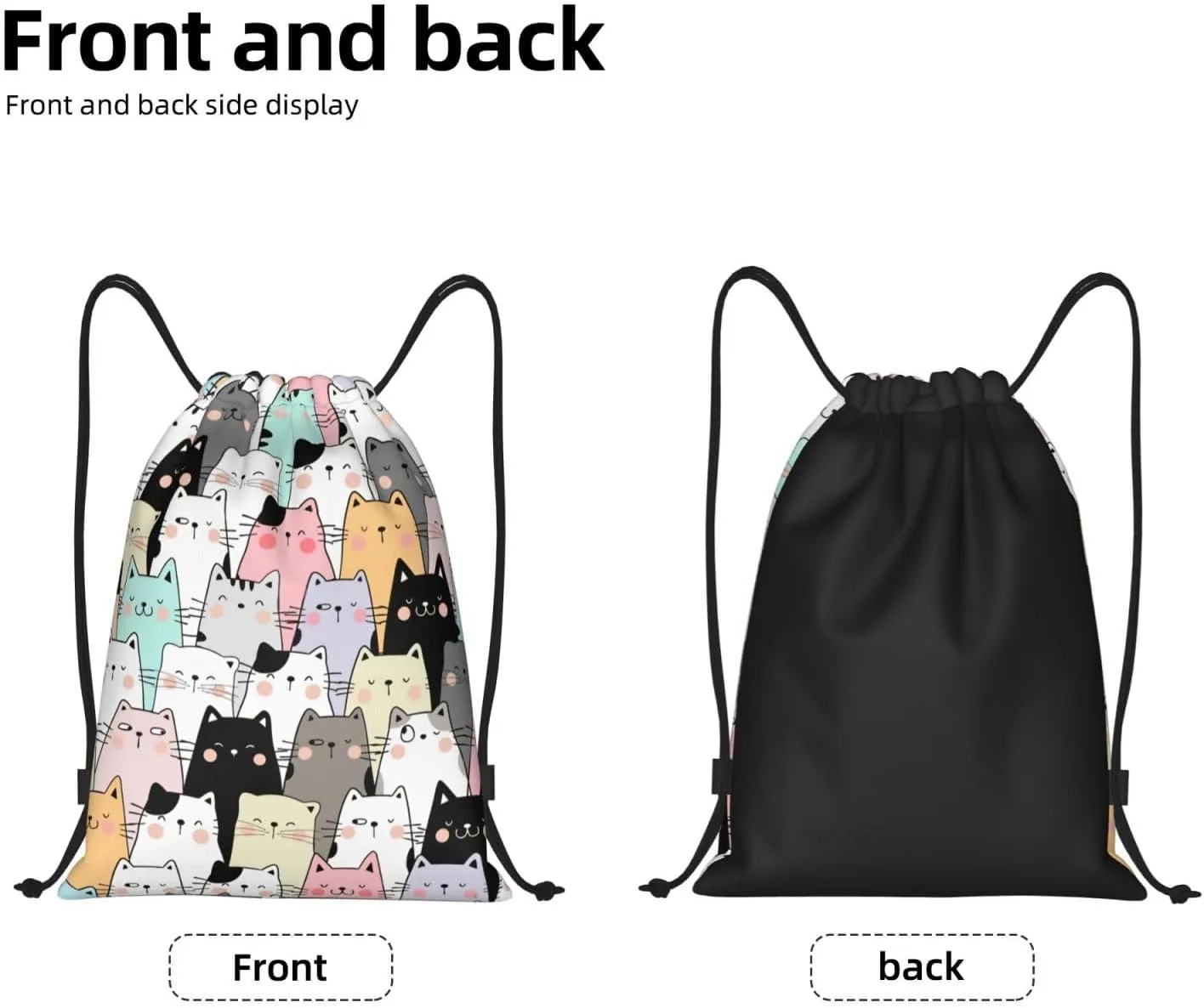 Cute Cats Bags for Women Men Cat Drawstring Backpack Adjustable Bags for Gym,Swimming Beach, Shopping Yoga,Climbing