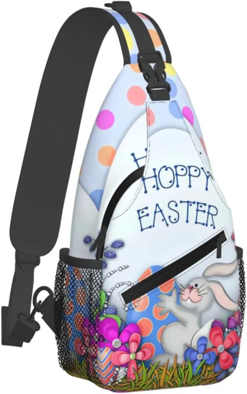 Cute Easter Bunny Sling Bag for Women Men Large Crossbody Bags Work Laptop Backpack Handbags