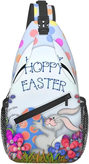Cute Easter Bunny Sling Bag for Women Men Large Crossbody Bags Work Laptop Backpack Handbags