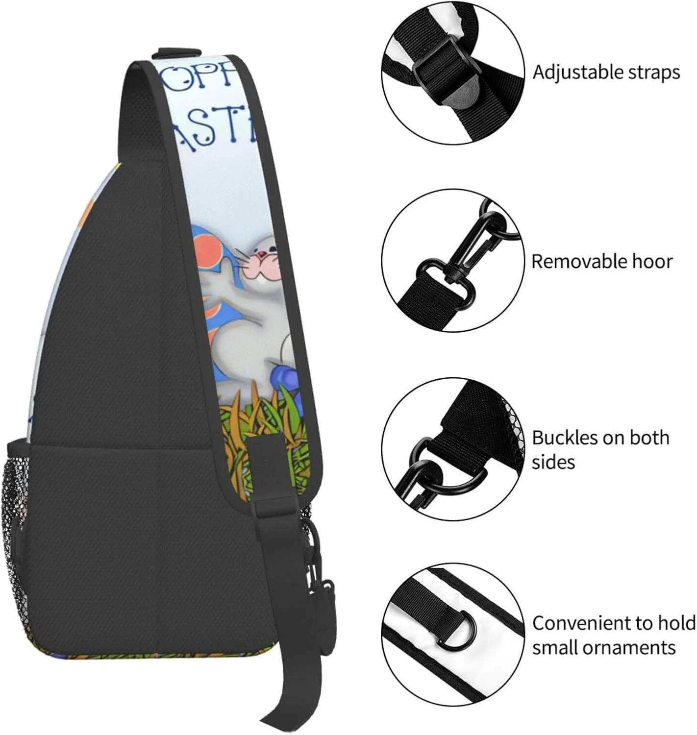 Cute Easter Bunny Sling Bag for Women Men Large Crossbody Bags Work Laptop Backpack Handbags