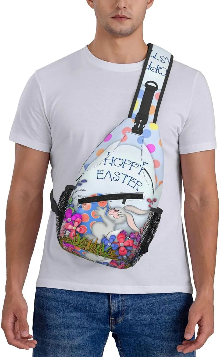 Cute Easter Bunny Sling Bag for Women Men Large Crossbody Bags Work Laptop Backpack Handbags