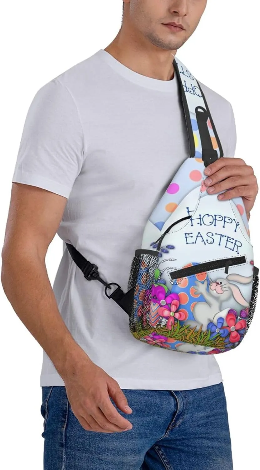 Cute Easter Bunny Sling Bag for Women Men Large Crossbody Bags Work Laptop Backpack Handbags