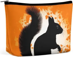Cute Squirrel Silhouette Makeup Bag for Purse Waterproof Cosmetic Bags Makeup Pouch with Zipper Travel Toiletry Bag Organizer for Women Ladies