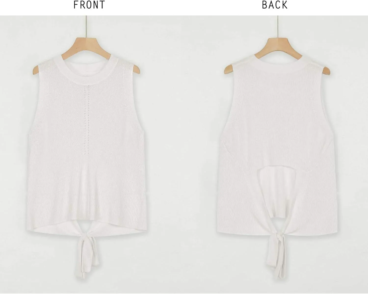 Cutiefox Women's Knit Tank Tops Sleeveless Summer Loose Tie Back Casual Vest Shirts Blouses