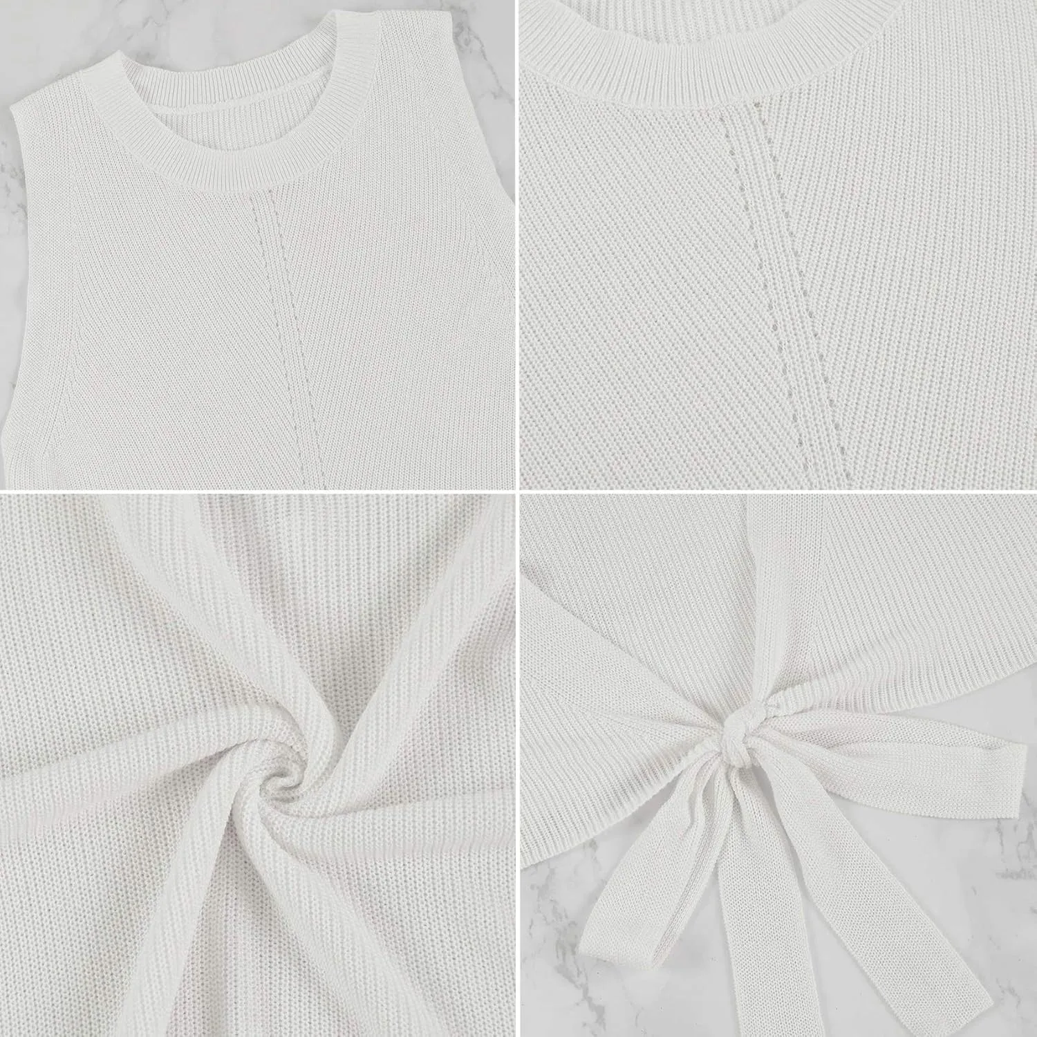 Cutiefox Women's Knit Tank Tops Sleeveless Summer Loose Tie Back Casual Vest Shirts Blouses