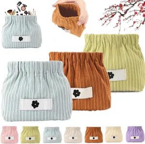 Dawncog Cosmetic Organizer, Corduroy Elastic Hair Tie Storage Bag, Mini Makeup Pouch for Purse (3PCS-4)