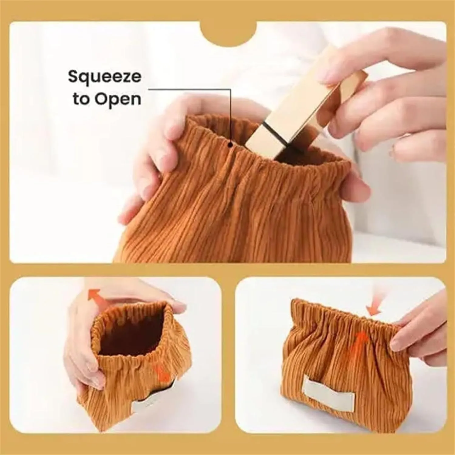 Dawncog Cosmetic Pouch, Corduroy Elastic Hair Tie Organizer, Shrapnel Portable Pouch, Corduroy Elastic Storage Bag, Dawncog Makeup Bag, Mini Makeup Pouch for Purse (3PCS-2)