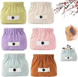 Dawncog Cosmetic Pouch, Corduroy Elastic Hair Tie Organizer, Shrapnel Portable Pouch, Corduroy Elastic Storage Bag, Dawncog Makeup Bag, Mini Makeup Pouch for Purse (6PCS-2)