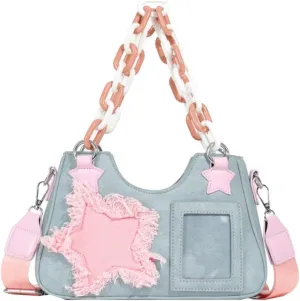 Denim Small Crossbody Purse Hobo Bags for Women Cute Y2K Star Bags Kawaii Bags Shoulder Bag