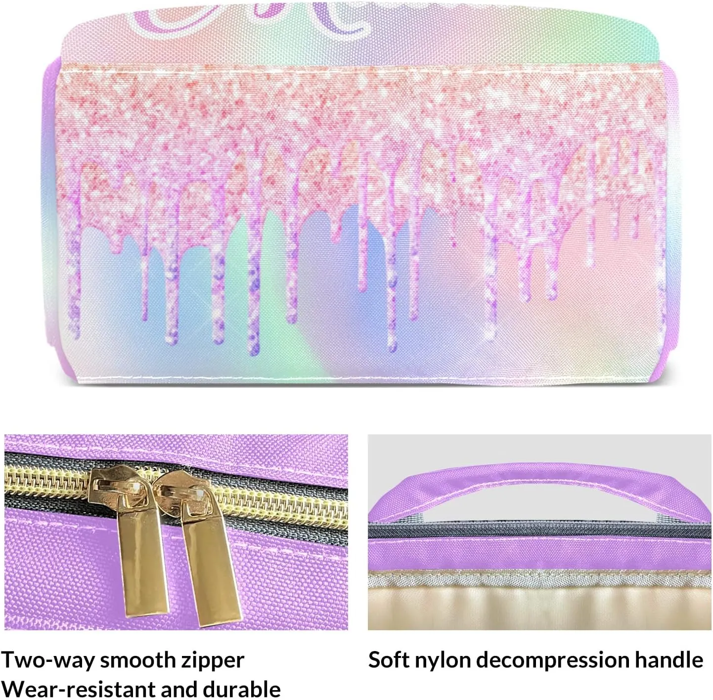 Diaper Bags Colorful Bling Glitter Print Tote Bags Backpack with Name Mommy Nursing Bags Gifts for Women Men