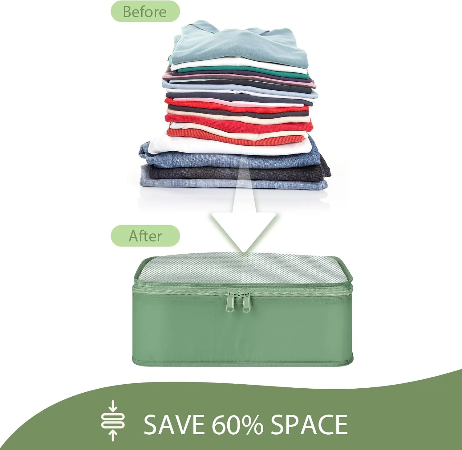 DIMJ Packing Cubes for Travel - 8 Set Travel Packing Cubes Lightweight Luggage Organizer Bags, Travel Cubes for Packing with Large Toiletries Bag for Clothes Shoes Cosmetics Toiletries (Matcha Green)