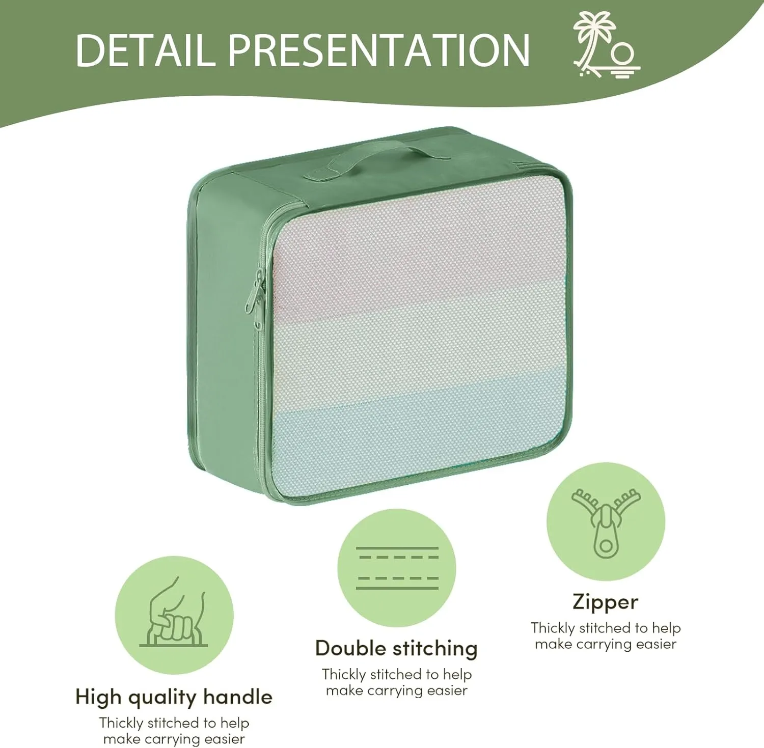 DIMJ Packing Cubes for Travel - 8 Set Travel Packing Cubes Lightweight Luggage Organizer Bags, Travel Cubes for Packing with Large Toiletries Bag for Clothes Shoes Cosmetics Toiletries (Matcha Green)