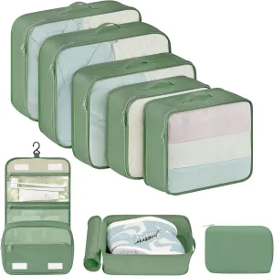 DIMJ Packing Cubes for Travel - 8 Set Travel Packing Cubes Lightweight Luggage Organizer Bags, Travel Cubes for Packing with Large Toiletries Bag for Clothes Shoes Cosmetics Toiletries (Matcha Green)