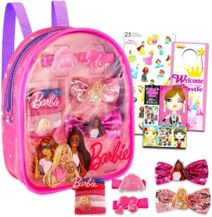 Disney Barbie Hair Accessory Bag Set for Girls - Barbie Cosmetic Bag Set Includes 10 Hair Accessories, Clear PVC Pack, & More | Barbie Girls Parties, Barbie Sleepover and Barbie Makeovers Bundle