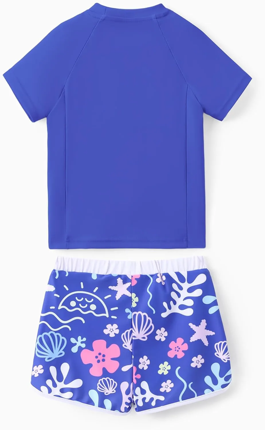 Disney Frozen Elsa Princess Girls Two Piece UPF 50  Protection Quick-Dry Short Sleeve Swim Sets Rashguard Bathing Suit