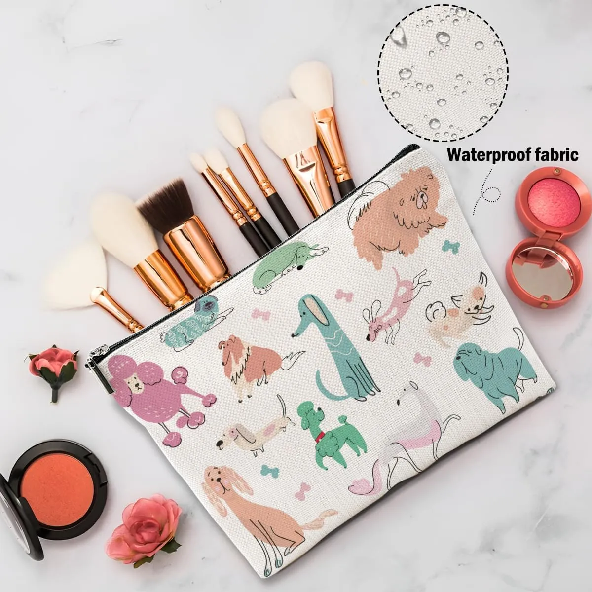 Dog Lovers Gifts for Women, Dog Themed Gifts Makeup Bag, Cartoon Dogs Cosmetic Bag Travel Pouch for Women Girls Daughter Niece Friendship Graduation Birthday