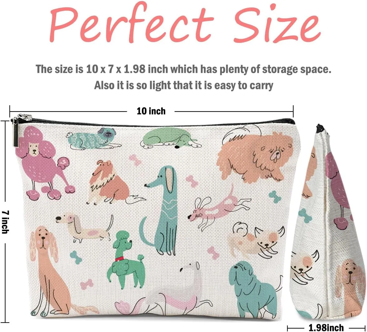 Dog Lovers Gifts for Women, Dog Themed Gifts Makeup Bag, Cartoon Dogs Cosmetic Bag Travel Pouch for Women Girls Daughter Niece Friendship Graduation Birthday