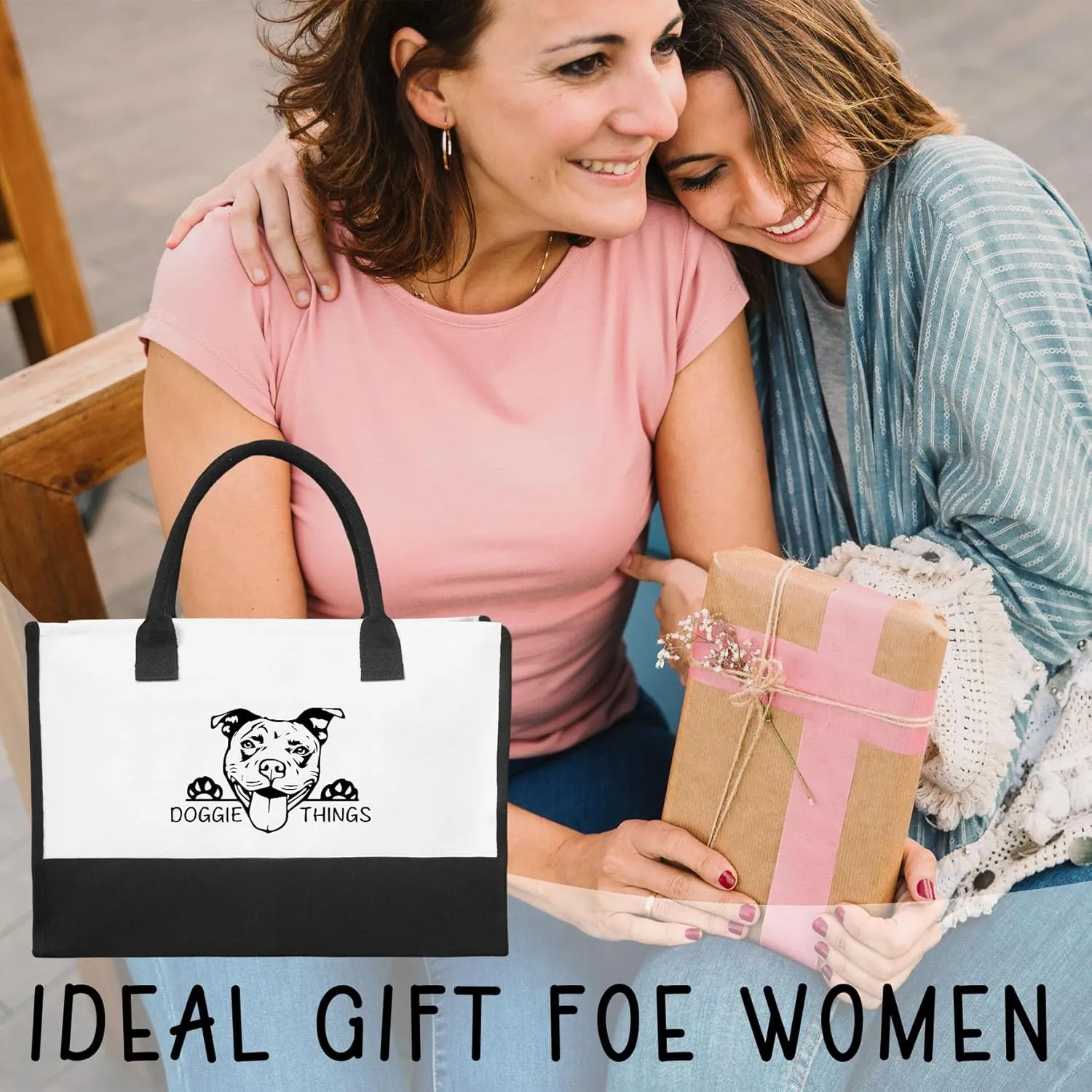 Doggie Things Canvas Tote Bag Canvas Beach Bag for Women,Dog Lovers Gifts for Women,Birthday Christmas Cute Gifts.