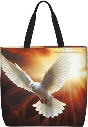 Dove Sun Art Tote Bag for Women Hobo Handbags with Zipper Large Shoulder Bag Shopping Bags Travel Purse