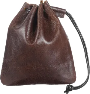 Drawstring Cowhide Bag, Leather Storage Bags Small Waterproof Pouch Vintage Leather Pouch for Earphone Jewelry(Medium)