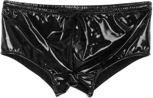 easyforever Men's Wetlook Patent Leather Swimming Trunks Drawstring Boxer Briefs Shorts Underwear