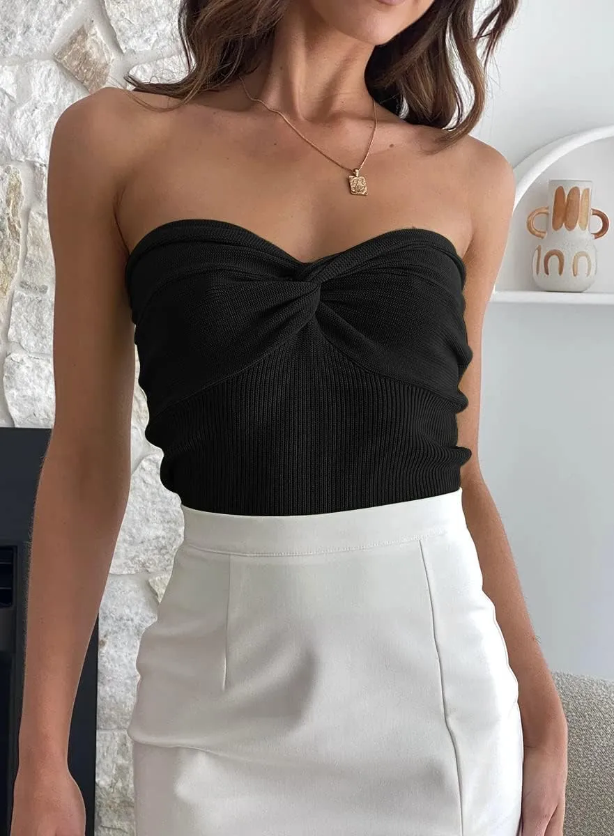 EFAN Womens Tube Tops Summer Outfits 2025 Casual Beach Vacation Clothes Sweaters Strapless Sleeveless Tank Tops