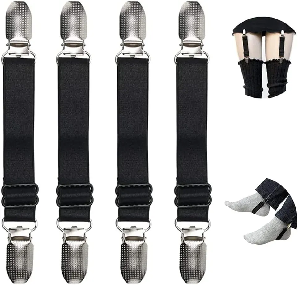 Elastic Thigh High Garter Suspenders Jeans Pant Boot Leg Clamps Straps Clips Holder Ryder Stirrups Fully Adjustable Harley Davidson Pants Clip Holders Motorcycle Shoes Boots Pants Clip 4 pcs