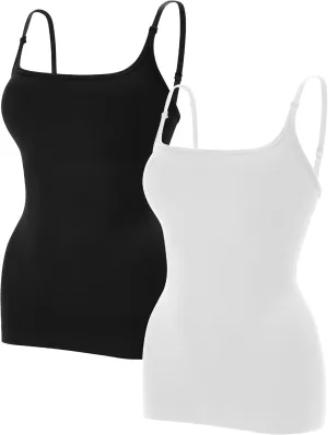 EUYZOU Women Shapewear Tummy Control Camisole Tops - Square Neck Sexy Compression Tank Tops Seamless Body Shaper