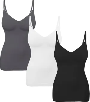 EUYZOU Womens Tummy Control Shapewear Tank Tops Seamless V-Neck Compression Tank Tops Body Shaper Camisole