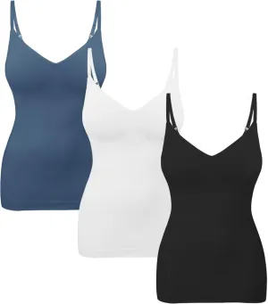 EUYZOU Womens Tummy Control Shapewear Tank Tops Seamless V-Neck Compression Tank Tops Body Shaper Camisole
