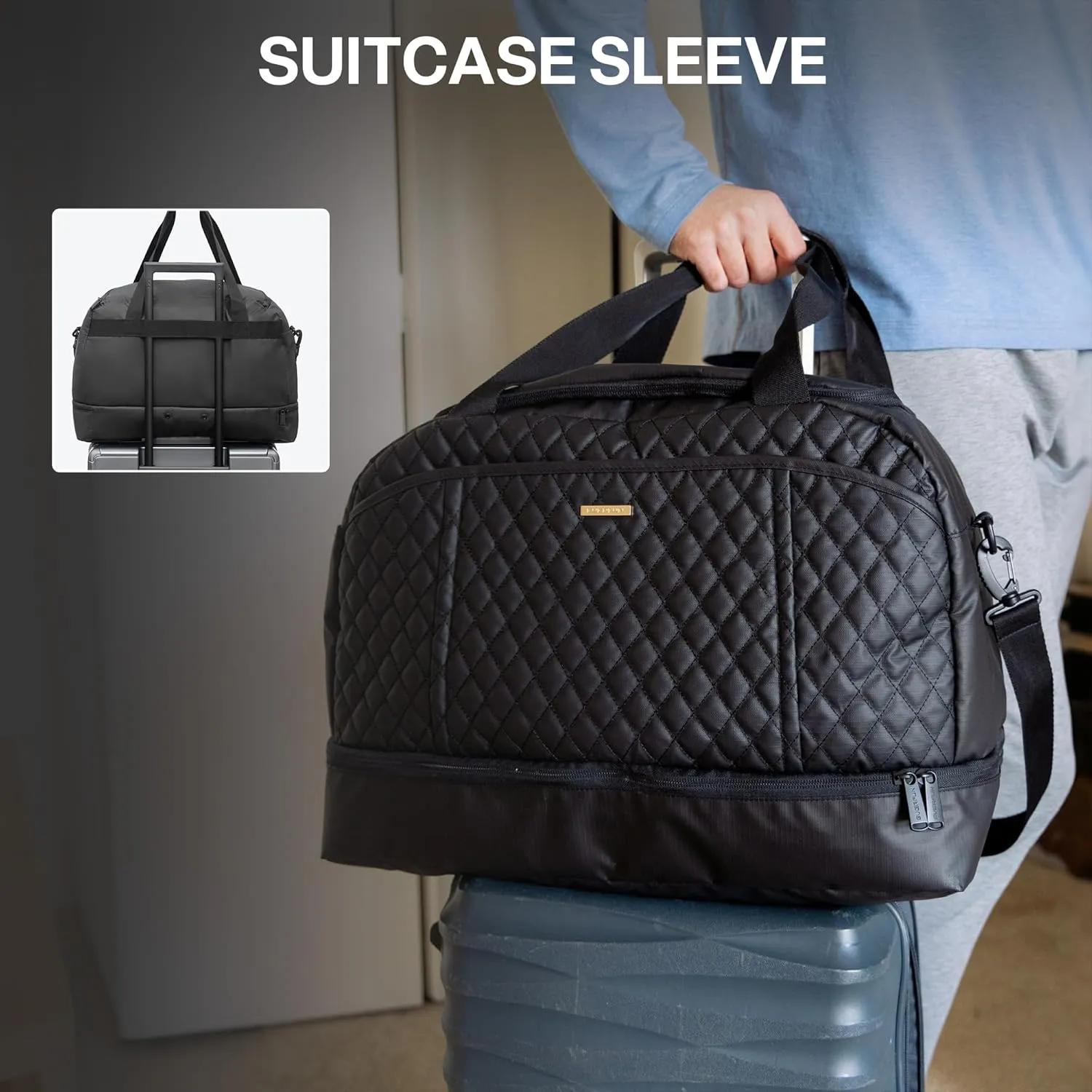 EVERFUN Gym Bag for Men and Women, Duffle Tote with Shoe Compartment and Wet Pocket for Travel, Sports, Boxing, Workout and Weekend