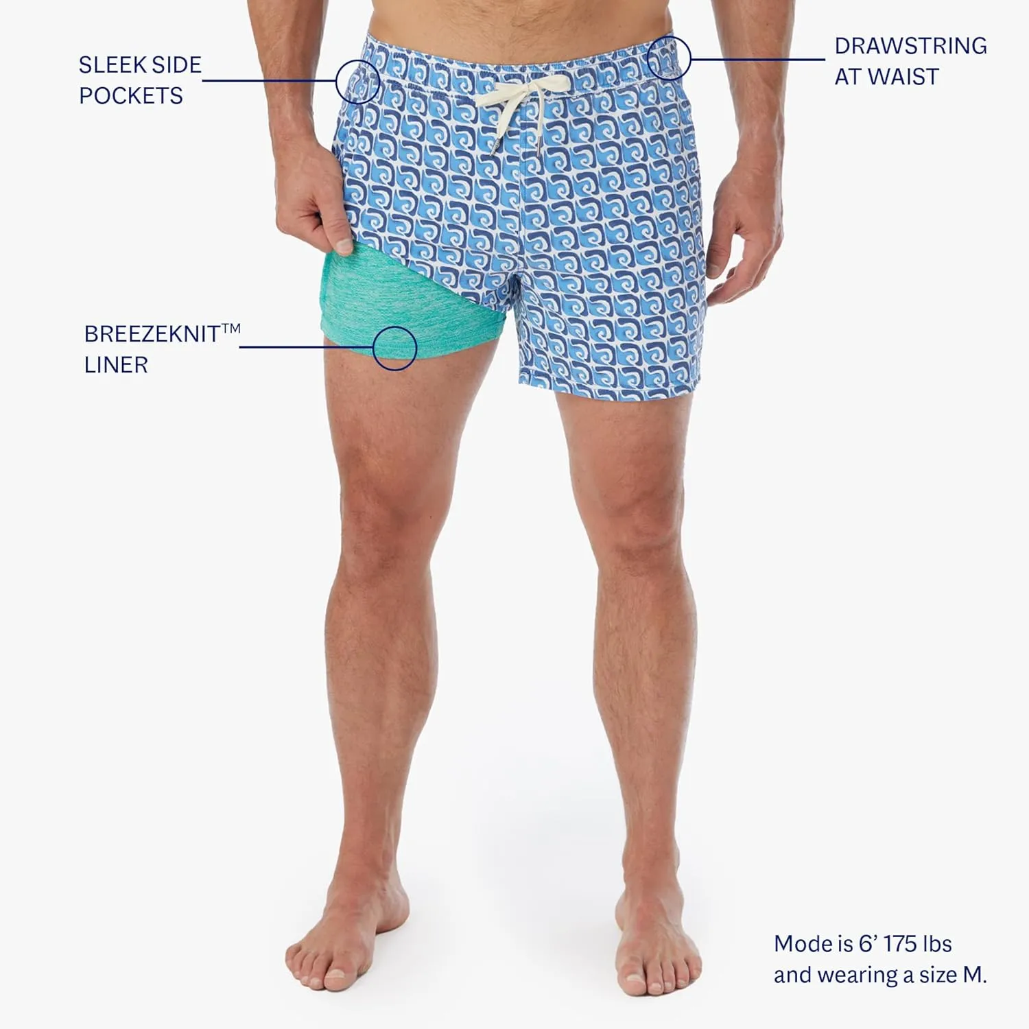Fair Harbor The Bungalow Trunk  Men's Swim Suits with Liner, 5-inch Inseam  Anti-Chafe, Relaxed-fit Swim Trunks