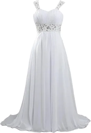 Fanciest Women's Lace Chiffon Beach Wedding Dresses for Bride 2025 with Sleeves Long Bridal Gown