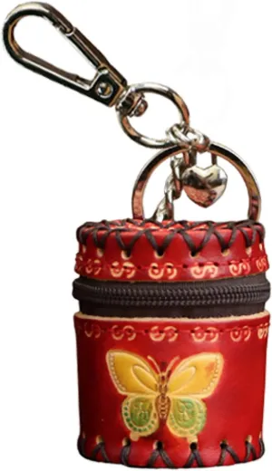 Fanyixuan Handmade Mini Leather Bucket Bag Pendant Jewelry Box Jewelry Classification Storage Box Change Storage Bag Personalized Bag Pendant(red)