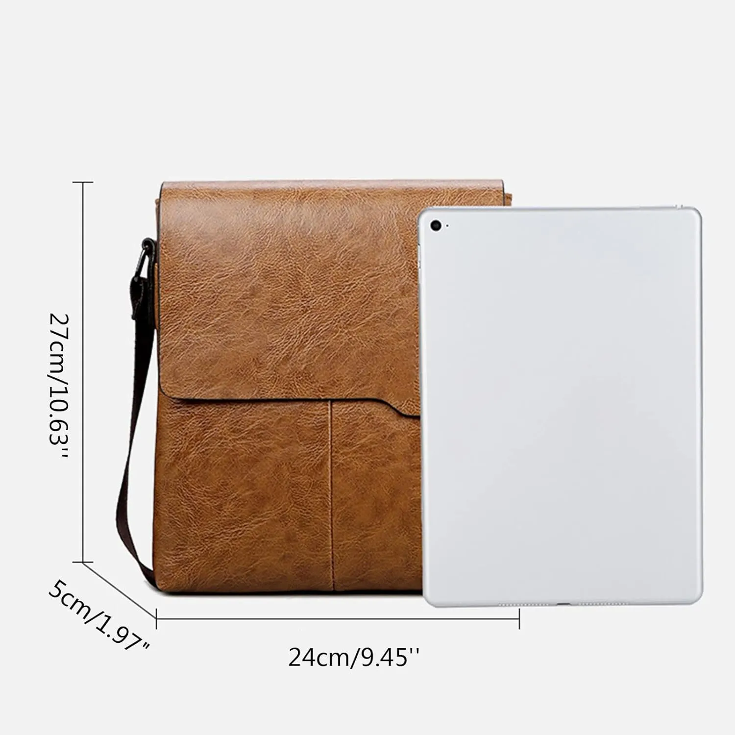Fashion Men Shoulder Bag Trend Leather Bags Briefcase Clutch Backpack Vertical Trend Crossbody Bag (Black, One Size)