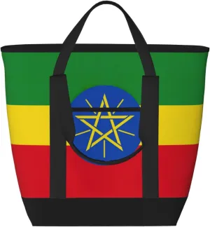 Flag of Ethiopia Women's tote bags and reusable women's beach bags are suitable for travel insulation and cooling bags.
